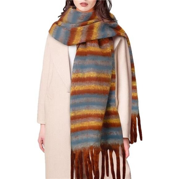 Women's Winter Scarf Large Chunky Plaid Scarves Oversized Blanket Scarfs